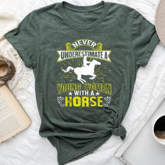 Never Underestimate A Young Woman With A Horse Bella Canvas T-shirt - Monsterry AU