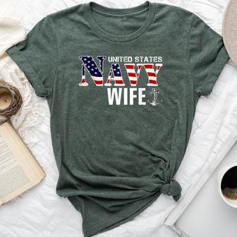 United States Vintage Navy With American Flag For Wife Bella Canvas T-shirt | Mazezy