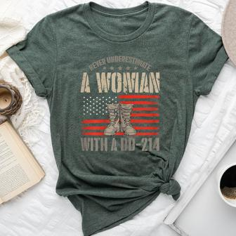 Veteran's Day A Woman With A Dd-214 Female Veteran Bella Canvas T-shirt | Mazezy