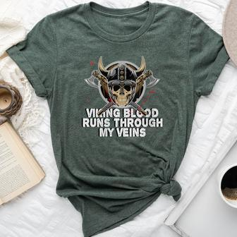 Viking Blood Runs Through My Veins Vikings Quote Bella Canvas T-shirt | Mazezy