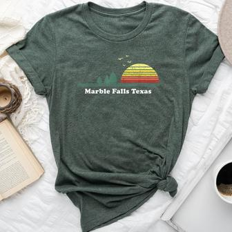 Vintage Marble Falls Texas Sunset Souvenir Print Bella Canvas T-shirt | Mazezy