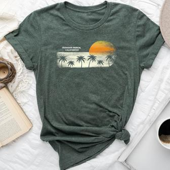 Vintage Mission Beach Ca Ocean Sunset And Palm Trees Bella Canvas T-shirt | Mazezy