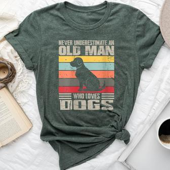 Vintage Never Underestimate An Old Man Who Loves Dogs Cute Bella Canvas T-shirt - Seseable
