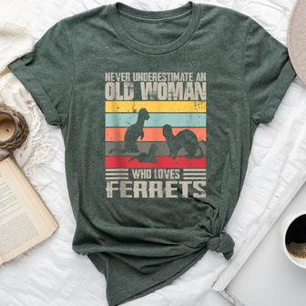 Vintage Never Underestimate An Old Woman Who Loves Ferrets Bella Canvas T-shirt | Mazezy CA