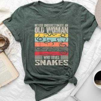 Vintage Never Underestimate An Old Woman Who Loves Snakes Bella Canvas T-shirt | Mazezy