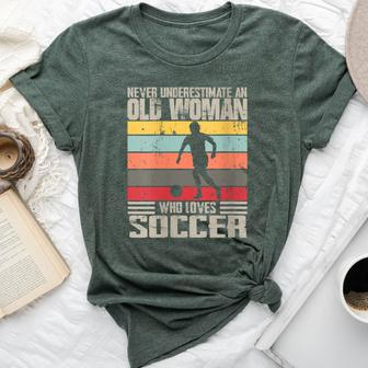 Vintage Never Underestimate An Old Woman Who Loves Soccer Bella Canvas T-shirt - Seseable