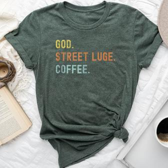 Vintages Street Luge And Coffee Distressed Bella Canvas T-shirt | Mazezy