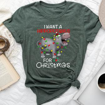 I Want A Hippopotamus For Christmas Xmas Hippo For Kid Women Bella Canvas T-shirt | Mazezy
