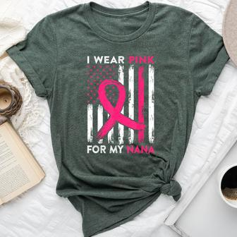 I Wear Pink For My Nana Usa Flag Breast Cancer Awareness Bella Canvas T-shirt | Mazezy