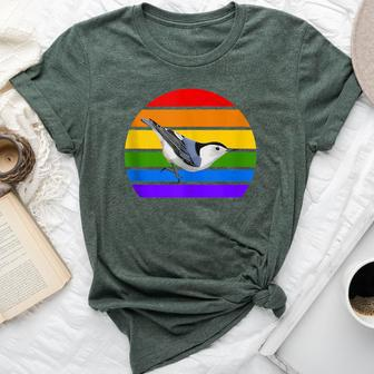 White-Breasted Nuthatch Rainbow Bird Birdwatcher Diversity Bella Canvas T-shirt | Mazezy