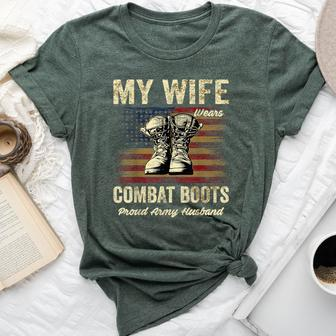 My Wife Wears Combat Boots Proud Army Husband Veteran Wife Bella Canvas T-shirt | Mazezy