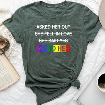 Wifed Her Lgbtq Romantic Lesbian Couples Wedding Day Bella Canvas T-shirt | Mazezy