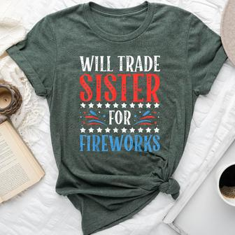 Will Trade Sister For Fireworks 4Th Of July Feminist Bella Canvas T-shirt | Mazezy