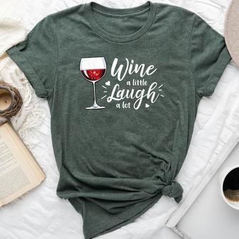Wine A Little Laugh A Lot Wine Drinking Bella Canvas T-shirt - Seseable