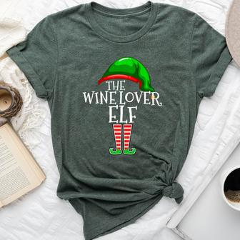 Wine Lover Elf Group Matching Family Christmas Drinking Bella Canvas T-shirt | Mazezy