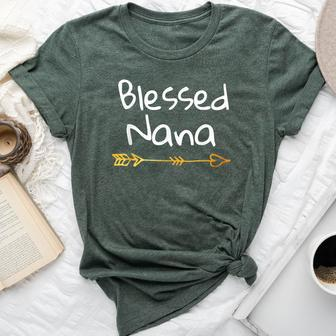 Women's Blessed Nana Cute Gold Arrow Thanksgiving Bella Canvas T-shirt | Mazezy