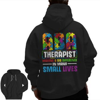 Aba Therapy Applied Behavioral Analysis Aba Therapist Zip Up Hoodie Back Print | Mazezy