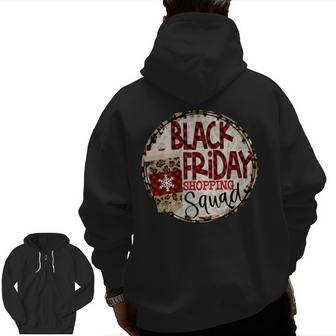 Black Shopping Friday Squad Leopard Buffalo Plaid Season Zip Up Hoodie Back Print - Monsterry UK