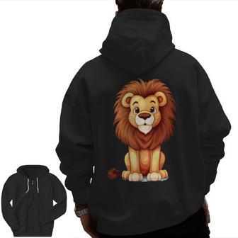 Cute Lion For A Lions Lovers And Lions Fans Zip Up Hoodie Back Print | Mazezy