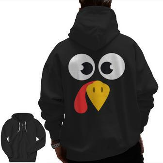 Cute Turkey Face Matching Family Costume Thanksgiving Day Zip Up Hoodie Back Print - Seseable