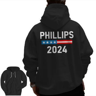 Dean Phillips For President Dean Phillips 2024 Zip Up Hoodie Back Print - Monsterry