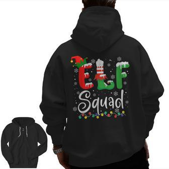 Elf Squad Elf Family Christmas Matching Pajamas Xmas Zip Up Hoodie Back Print | Mazezy