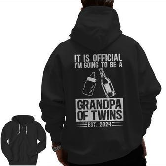 Be Future Grandpa Of Twins Promoted To Grandpa Of Twins 2024 Zip Up Hoodie Back Print | Mazezy