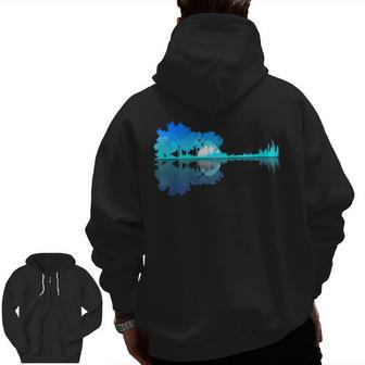 Guitar Lake Reflection Guitarist Music Love Guitar Musician Zip Up Hoodie Back Print - Seseable