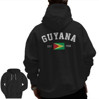 Guyana Est 1966 Guyanese Flag Independence Day Zip Up Hoodie Back Print | Mazezy CA