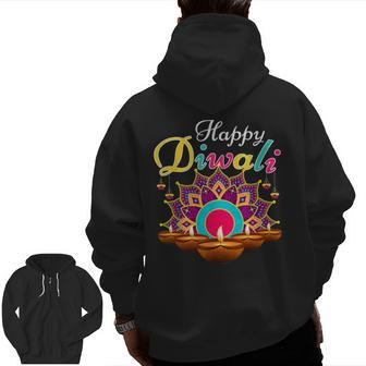 Happy Diwali Festival Costume Lights Matching Family Zip Up Hoodie Back Print | Mazezy