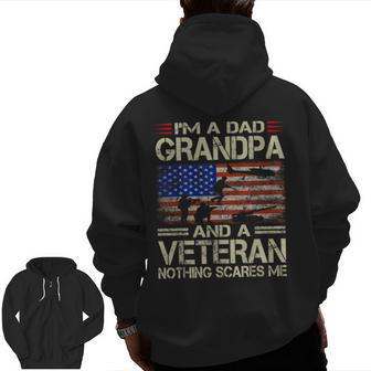 I'm A Dad Grandpa And Veteran Retro Papa Grandpa Zip Up Hoodie Back Print - Monsterry