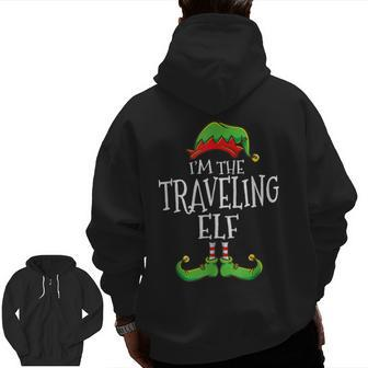 I'm The Traveling Elf Family Matching Christmas Pajama Zip Up Hoodie Back Print - Thegiftio UK