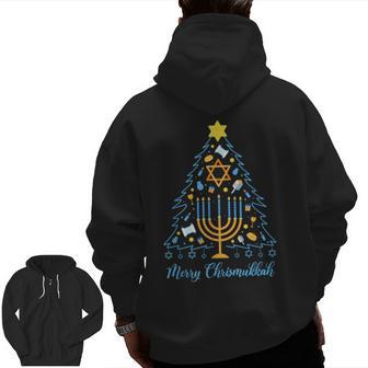 Merry Chrismukkah Holiday Hanukkah Pajama Family Matching Zip Up Hoodie Back Print - Thegiftio UK
