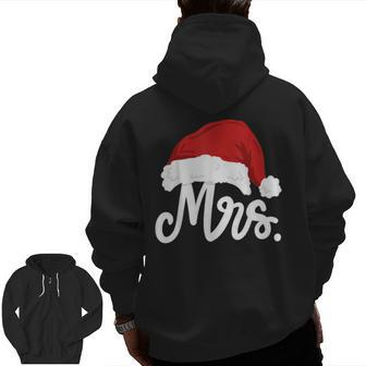 Mr And Mrs Santa Claus Couples Matching Christmas Pajamas Zip Up Hoodie Back Print - Seseable