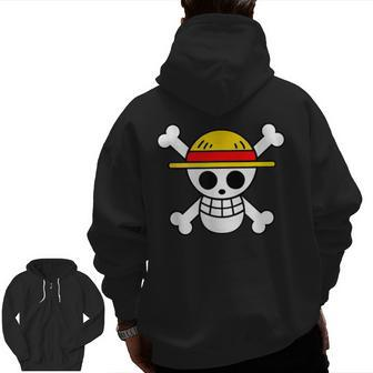 Pirate Straw Hat Zip Up Hoodie Back Print - Monsterry UK
