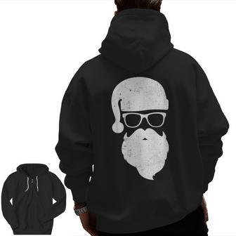 Santa Face Costume Christmas Matching Family Squad Crew Zip Up Hoodie Back Print | Mazezy