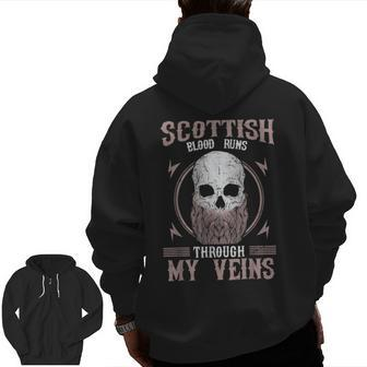 Scottish Blood Runs Through My Veins Viking & Odin Zip Up Hoodie Back Print | Mazezy