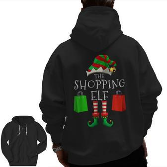 Shopping Elf Matching Family Group Christmas Party Zip Up Hoodie Back Print - Seseable