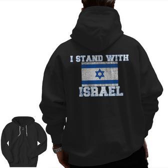 I Stand For Israel Support Israel Isreali Flag Vintage Zip Up Hoodie Back Print - Thegiftio UK