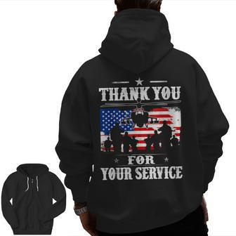 Thank You For Your Service Patriotic Veterans Day Zip Up Hoodie Back Print - Seseable