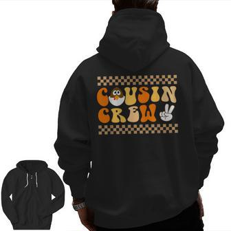 Thanksgiving Cousin Crew With Cool Turkey For Family Holiday Zip Up Hoodie Back Print - Monsterry