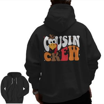 Thanksgiving Cousin Crew Turkey Team Squad Toddler Matching Zip Up Hoodie Back Print - Monsterry