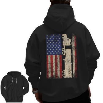 Truck Driver Usa American Flag Patriotic Trucker Men Zip Up Hoodie Back Print - Thegiftio UK