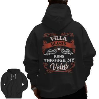 Villa Blood Runs Through My Veins Family Christmas Zip Up Hoodie Back Print - Seseable