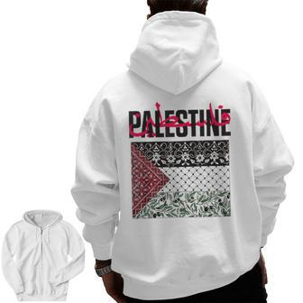 Free Palestine Free Gaza Flag Zip Up Hoodie Back Print - Seseable