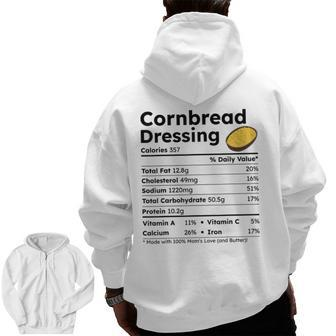 Thanksgiving Christmas Cornbread Dressing Nutrition Zip Up Hoodie Back Print | Mazezy