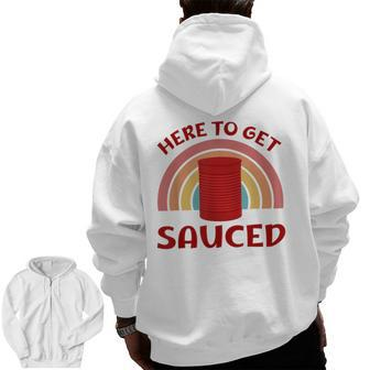 Here To Get Sauced Cranberry Sauce Thanksgiving Food Zip Up Hoodie Back Print | Mazezy