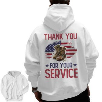 Veteran Thank You For Your Service Veteran's Day Usa Zip Up Hoodie Back Print - Seseable