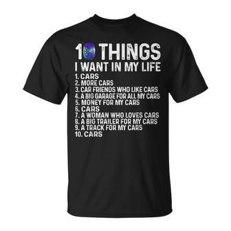 10 Things I Want In My Life Cars More Cars Vintage Car Lover T-shirt - Thegiftio UK