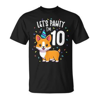 10 Years Old Corgi Dog Lover 10Th Birthday Party Outfit Kid Unisex T-Shirt | Mazezy